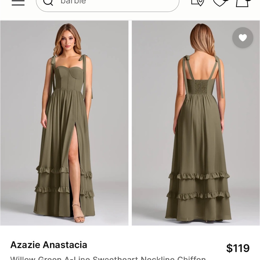 Azazie Anastacia Maxi Dress in Olive Green